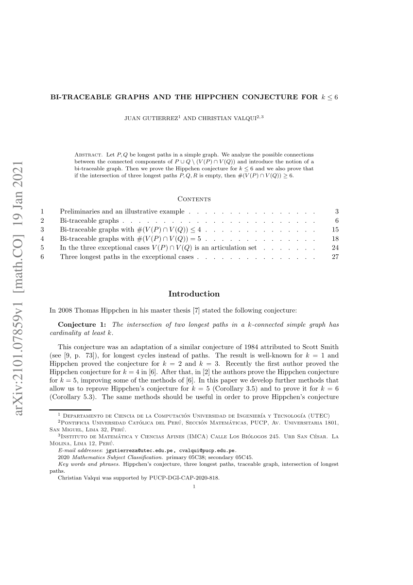 Pdf Bi Traceable Graphs And The Hippchen Conjecture For K Le 6