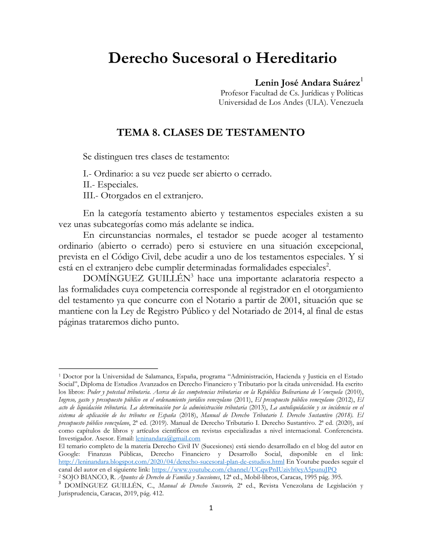 PDF) Tema 8. Clases de testamento