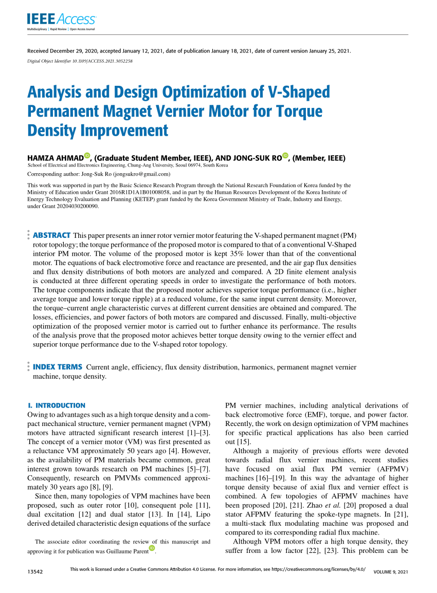 PDF) Analysis and Design Optimization of V-Shaped Permanent Magnet ...