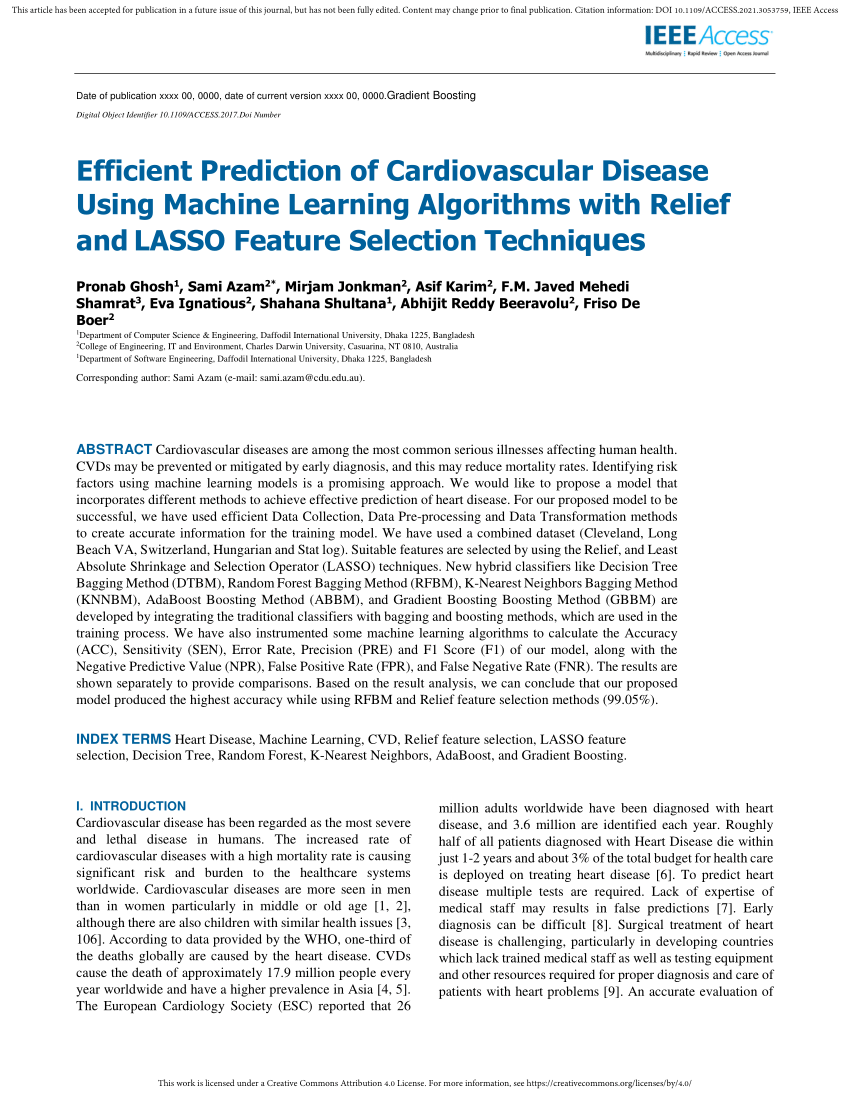 (PDF) Efficient Prediction of Cardiovascular Disease Using Machine ...
