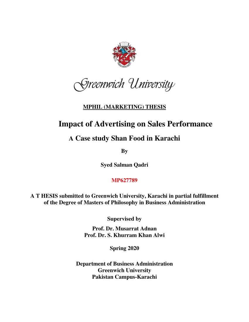 marketing performance thesis