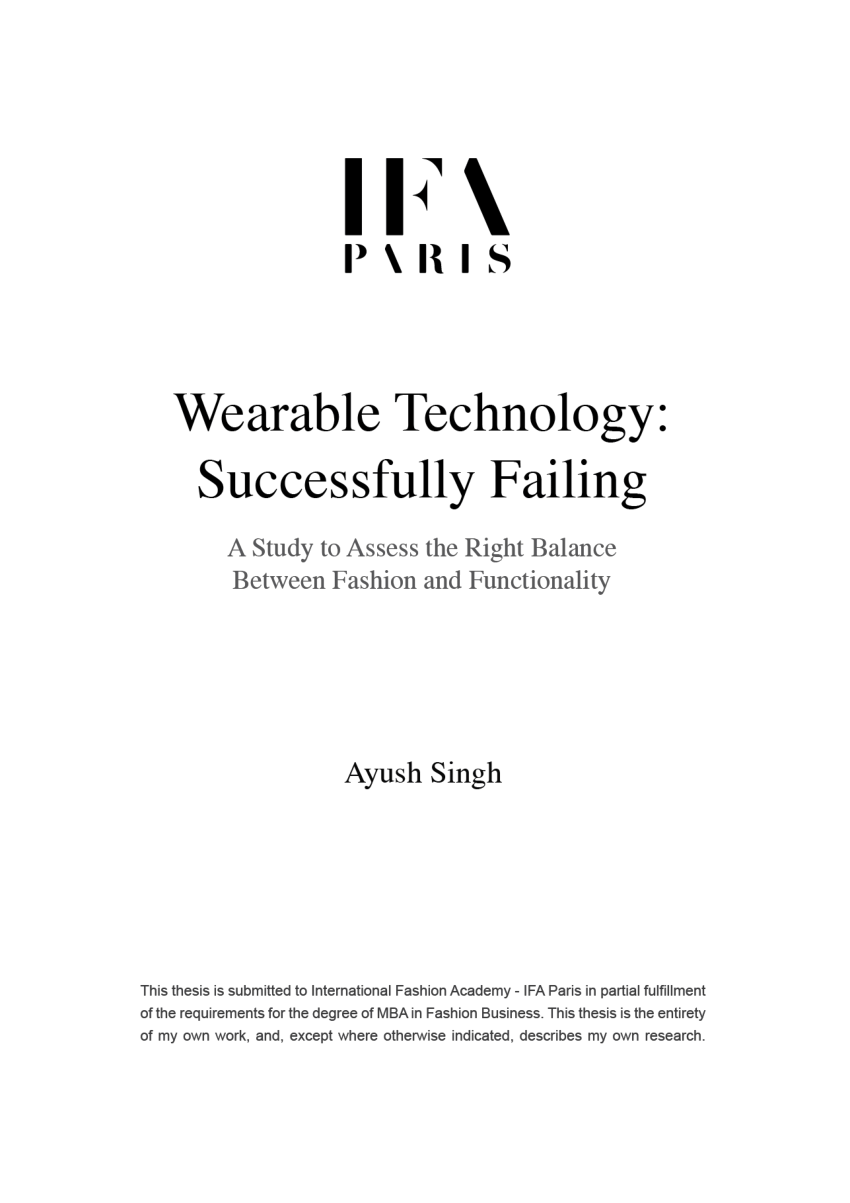 PDF) Wearable Technology : Successfully Failing (A Study To Assess The  Right Balance Between Fashion & Technology)