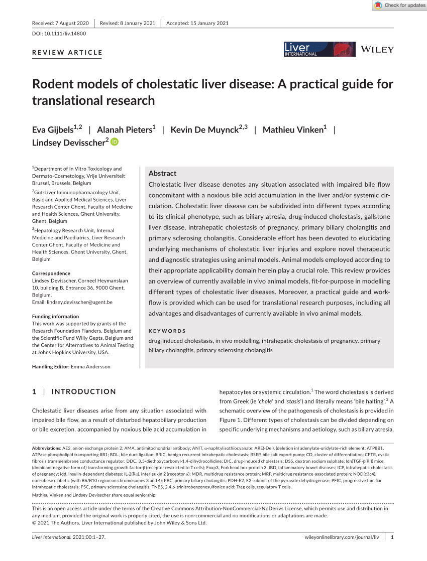 PDF) Rodent models of cholestatic liver disease: A practical guide 
