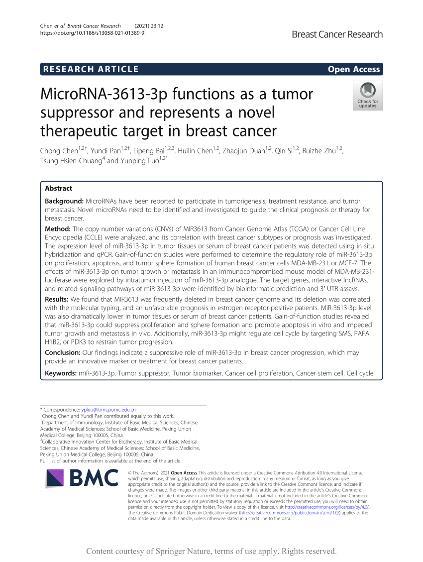 (PDF) 53BP1 functions as a tumor suppressor in breast cancer via the inhibition of NF- B through 
