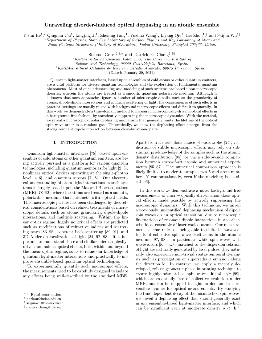 Også opstrøms influenza PDF) Unraveling disorder-induced optical dephasing in an atomic ensemble