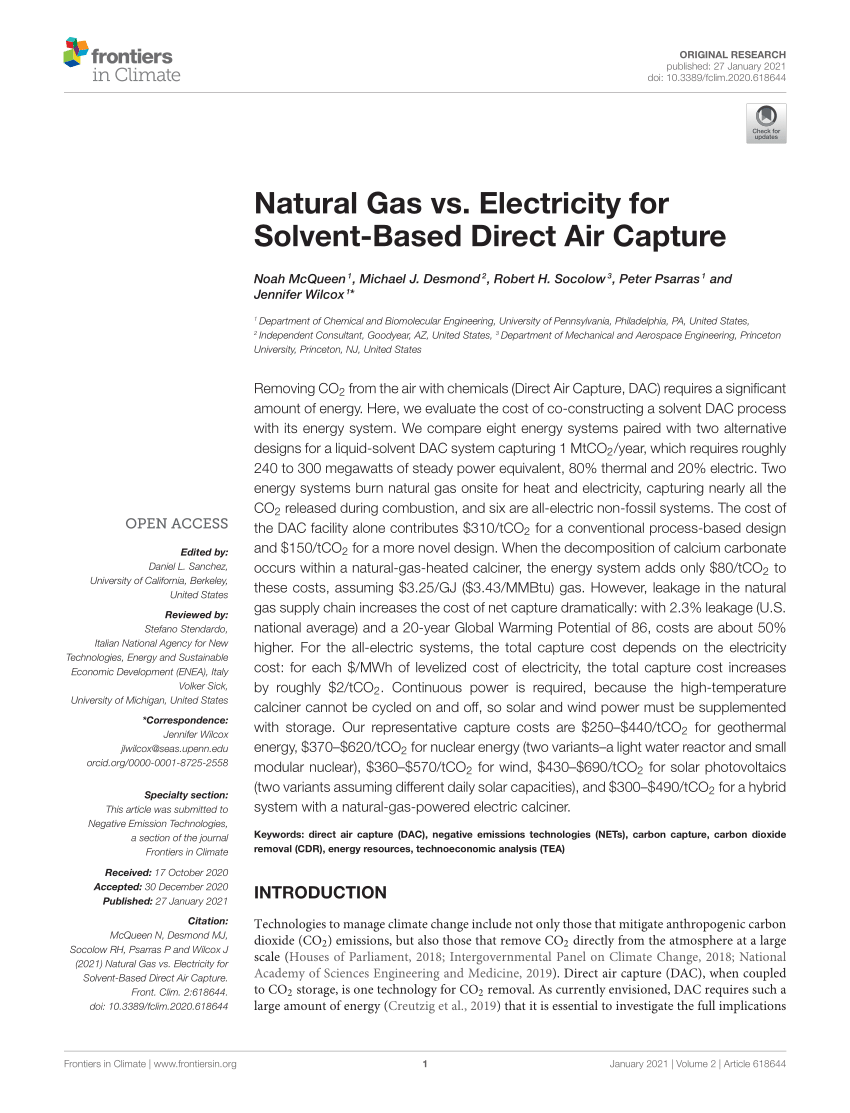 Cost Analysis of Direct Air Capture and Sequestration Coupled to Low-Carbon  Thermal Energy in the United States