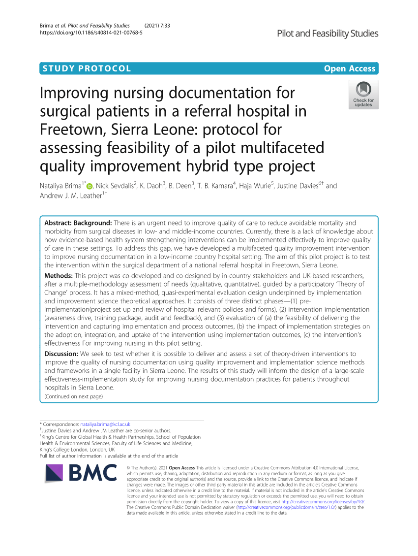 PDF Improving nursing documentation for surgical patients in a  