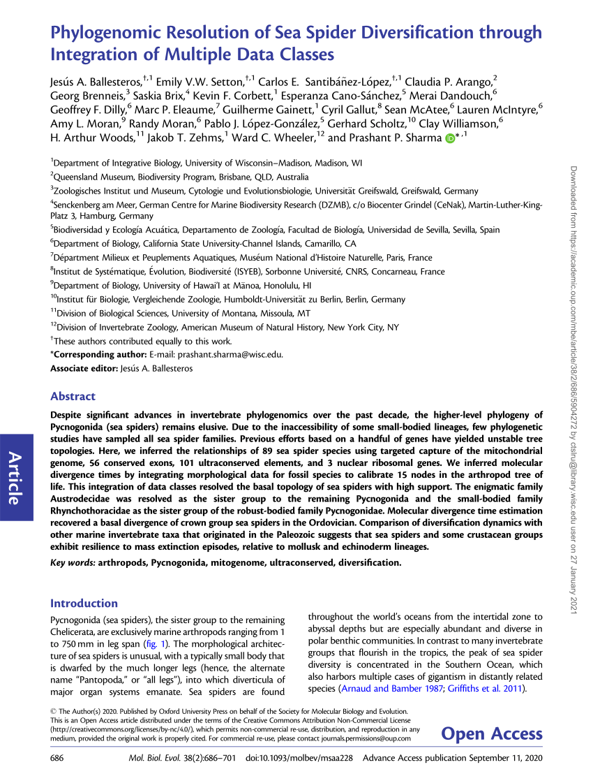 Pdf Phylogenomic Resolution Of Sea Spider Diversification Through Integration Of Multiple Data Classes