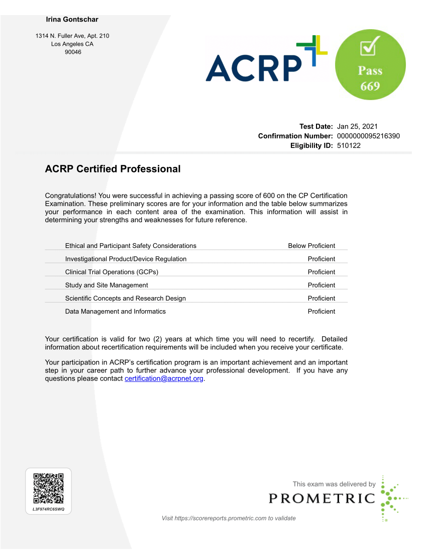 clinical research professional certification