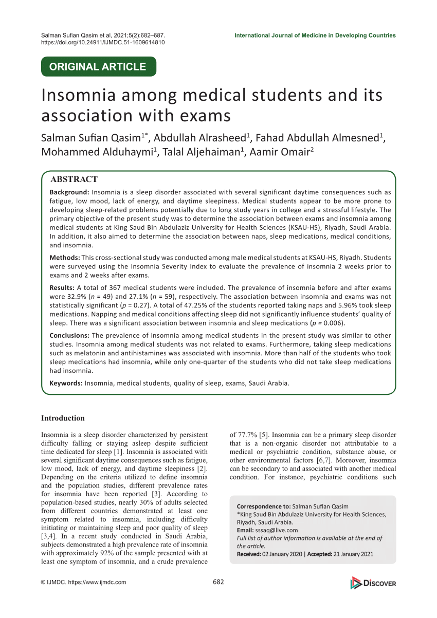 research article on insomnia