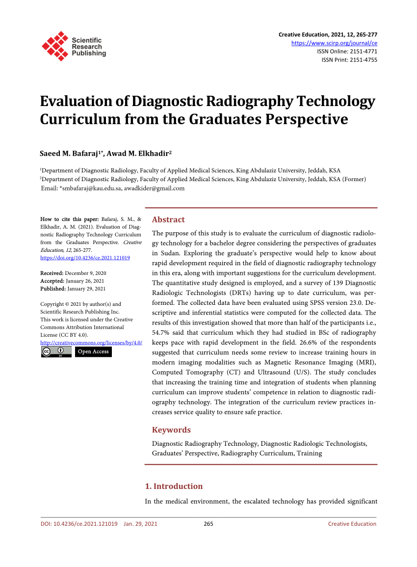 diagnostic radiography dissertation questions