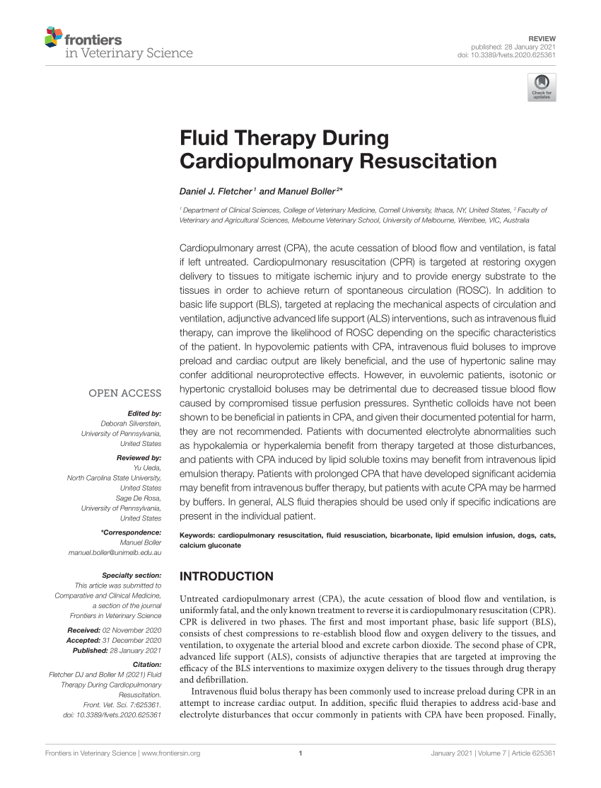 (PDF) Fluid Therapy During Cardiopulmonary Resuscitation
