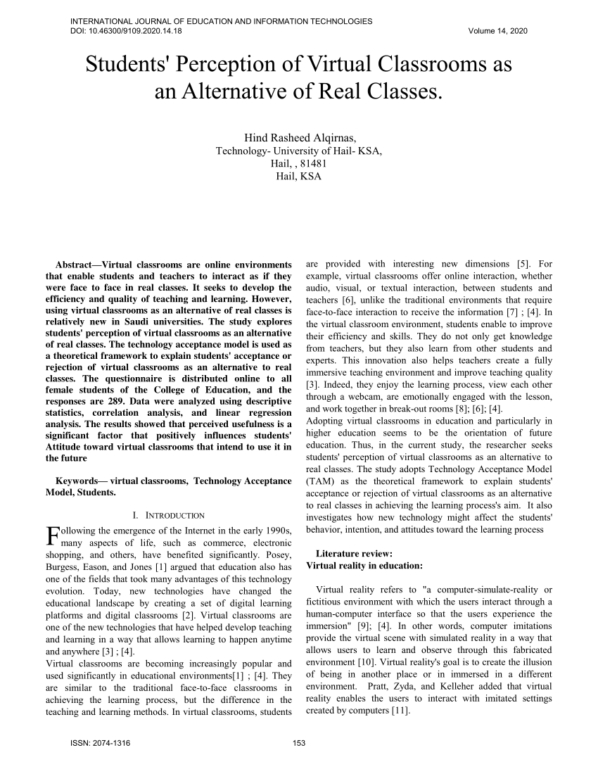 PDF) Student and Lecturer Perceptions of Usability of the Virtual