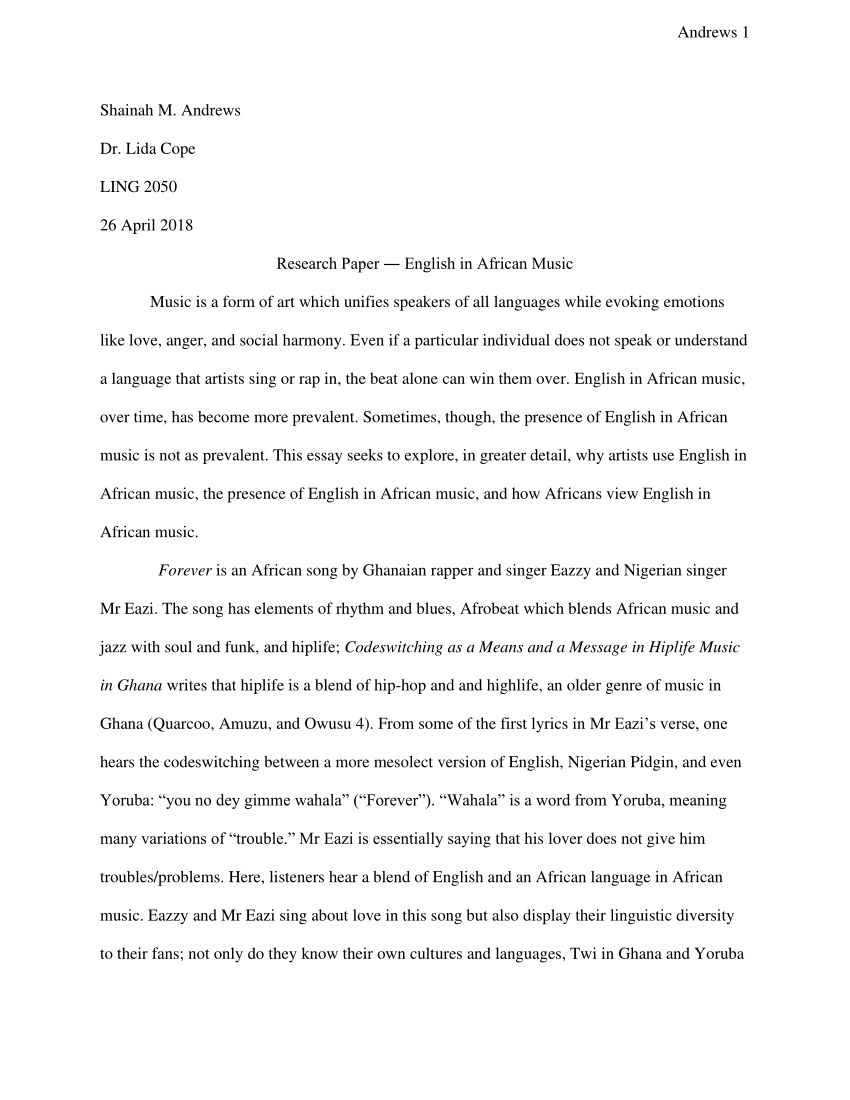 essay about african music