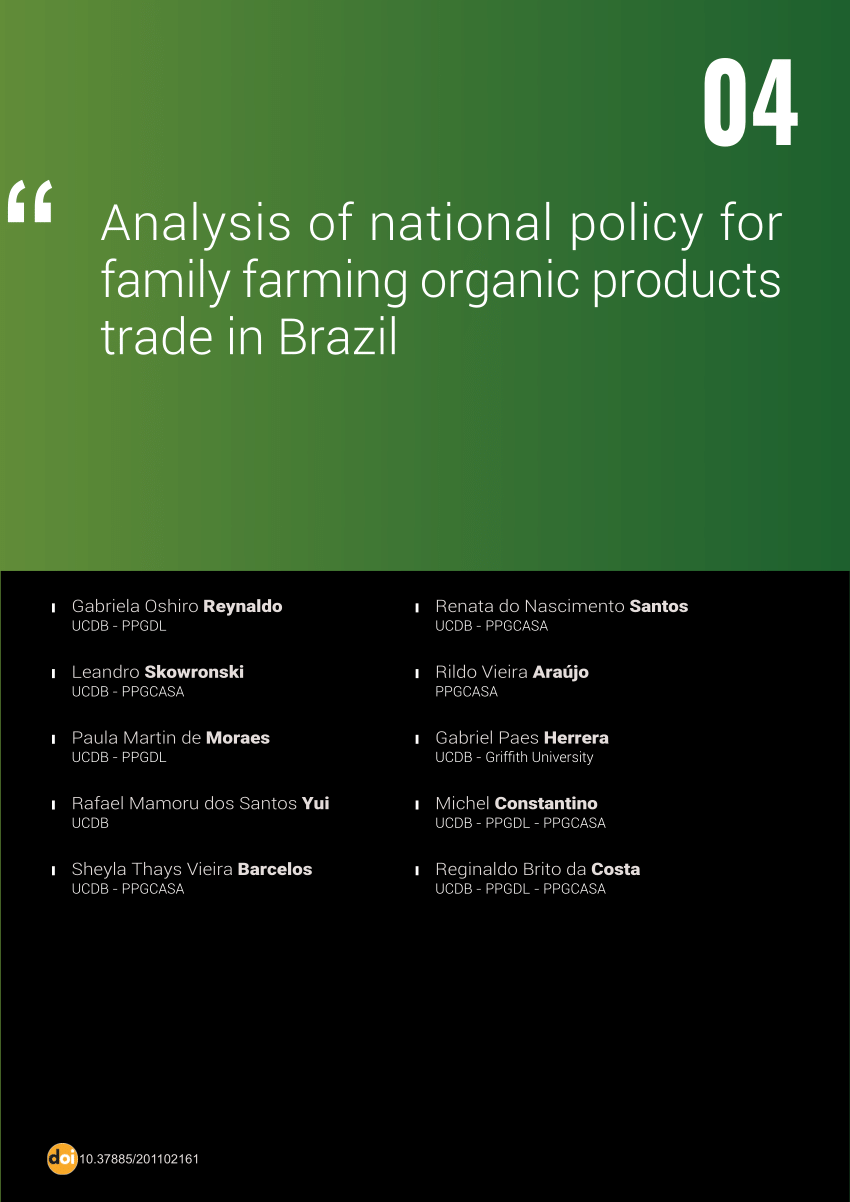 Pdf Analysis Of National Policy For Family Farming Organic Products Trade In Brazil