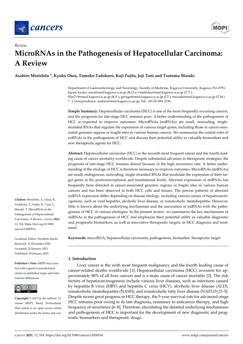 Pdf Micrornas In The Pathogenesis Of Hepatocellular Carcinoma A Review