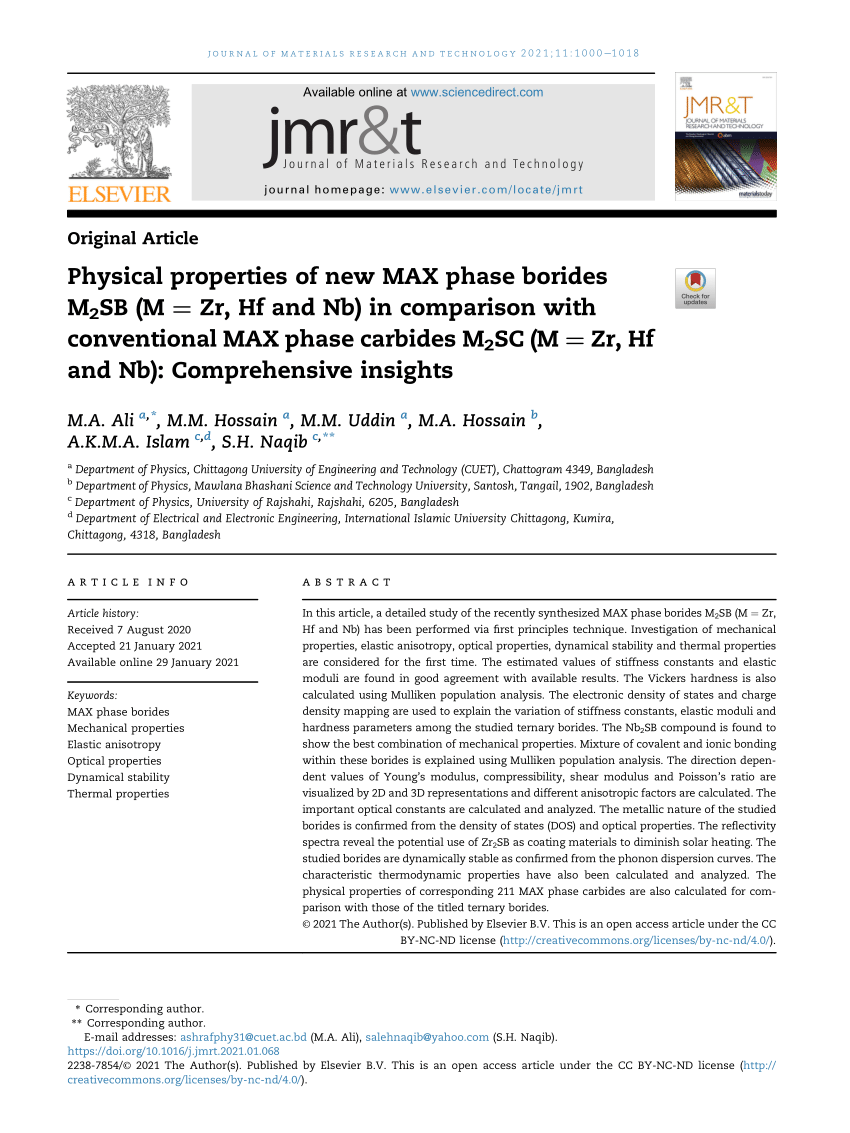 Pdf Physical Properties Of New Max Phase Borides M 2 Sb M Zr Hf And Nb In Comparison With Conventional Max Phase Carbides M 2 Sc M Zr Hf And Nb Comprehensive Insights