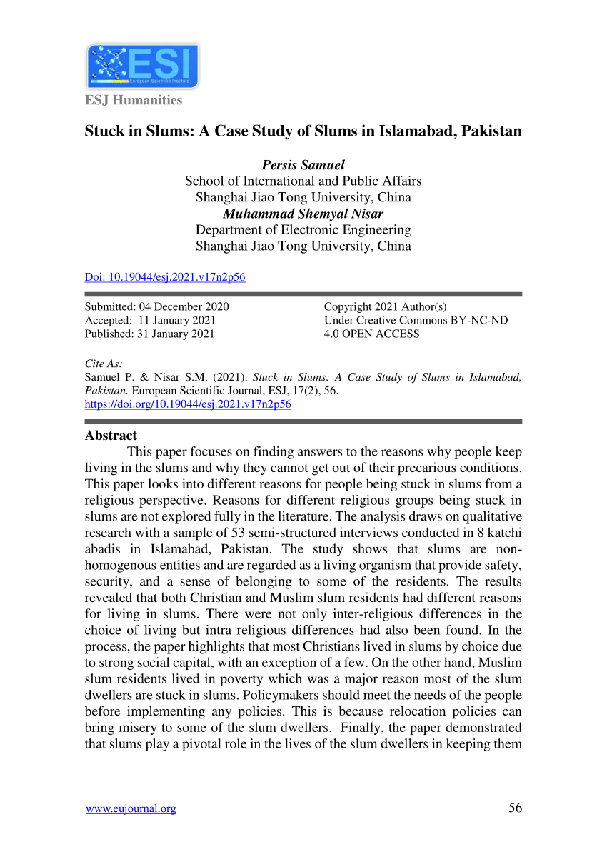 research and case study of a slum class 12