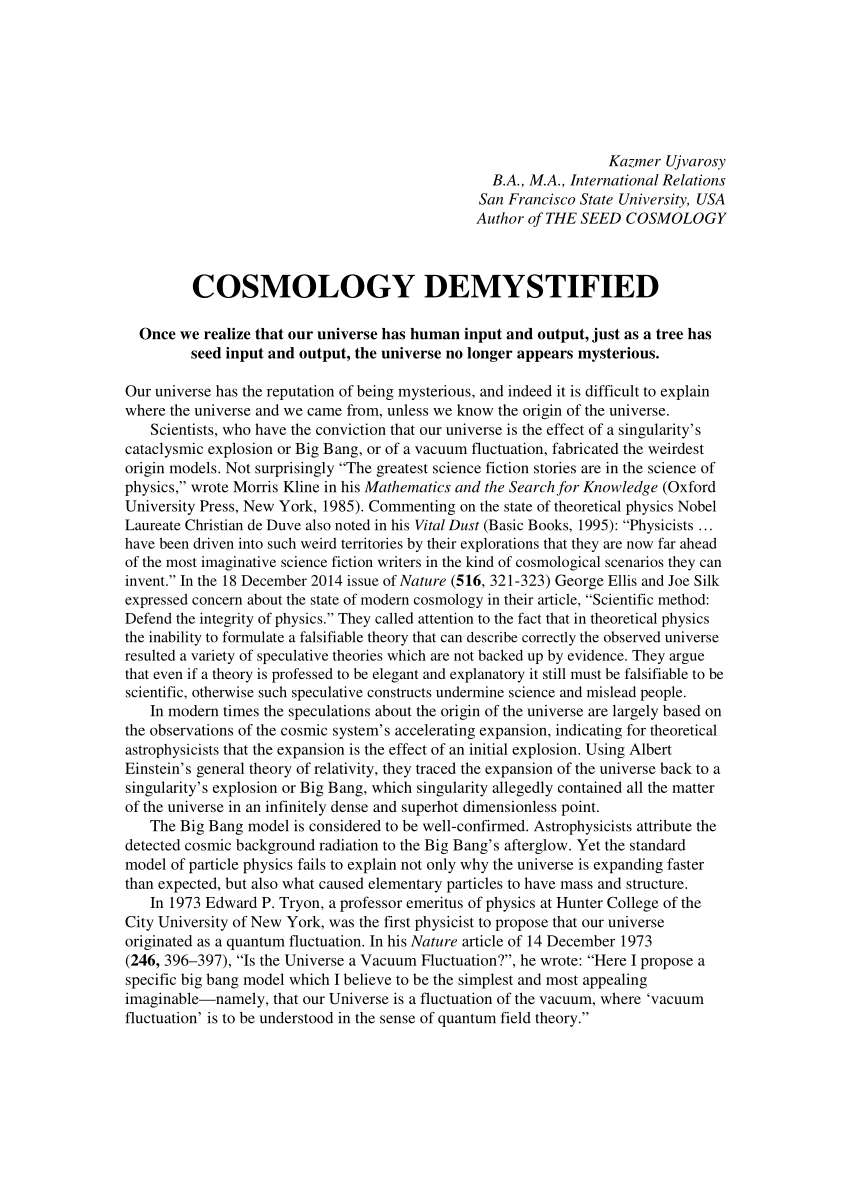 (PDF) COSMOLOGY DEMYSTIFIED