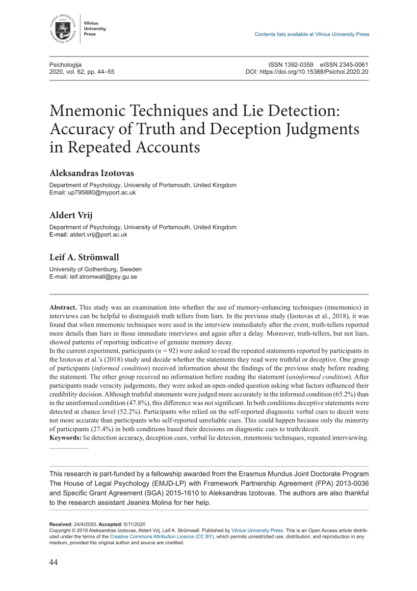 PDF) Accuracy of Deception Judgments