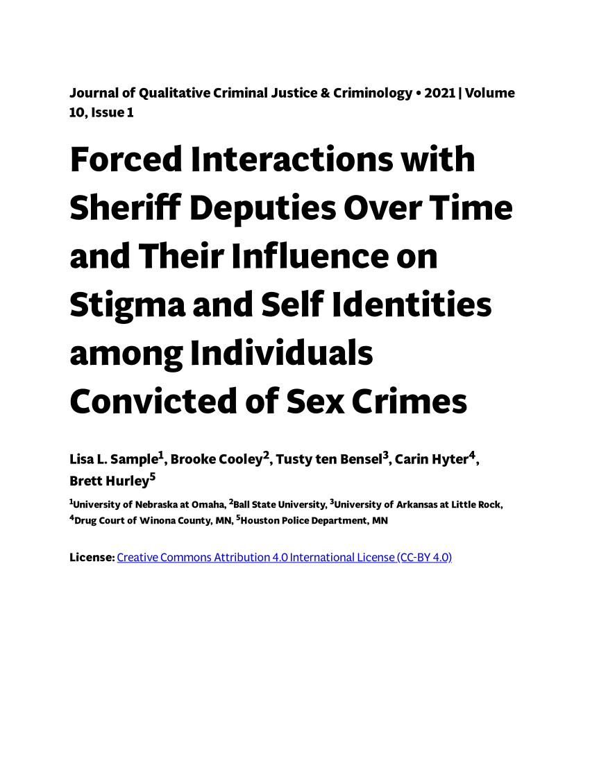 Pdf Forced Interactions With Sheriff Deputies Over Time And Their Influence On Stigma And Self 