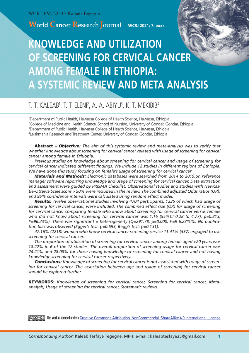research done on cervical cancer in ethiopia