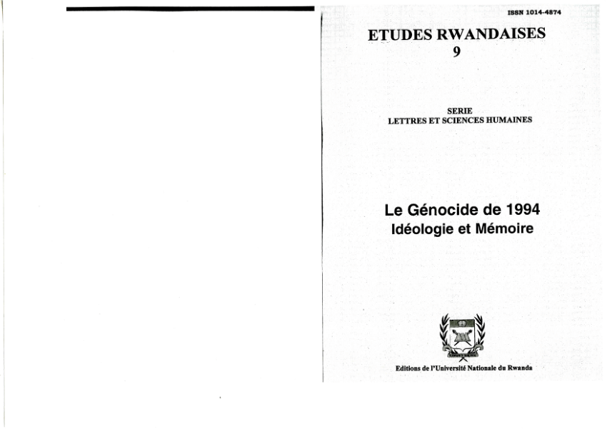 Pdf Etudes Rwandaises Serie Lettres Et Sciences Humaines