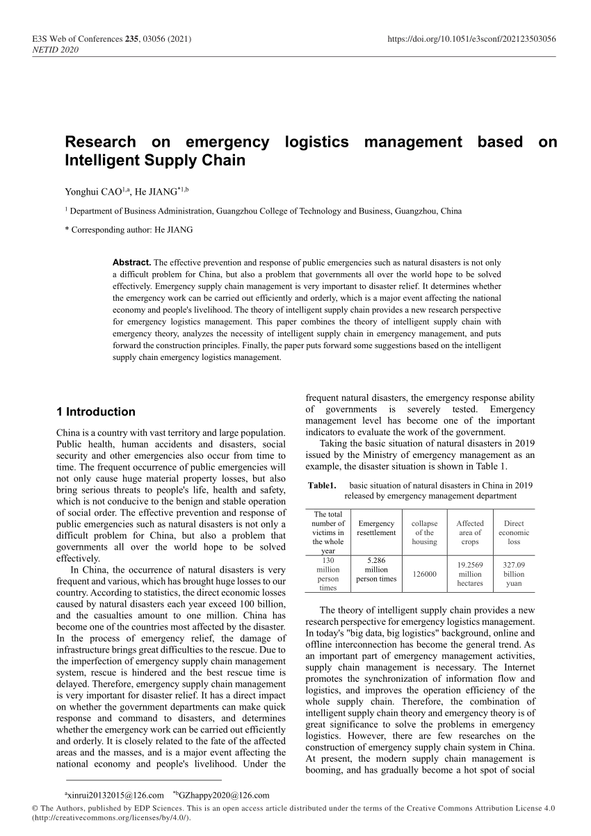 emergency logistics case study