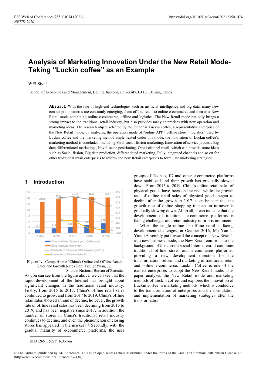 Pdf Analysis Of Marketing Innovation Under The New Retail Mode Taking “luckin Coffee” As An 