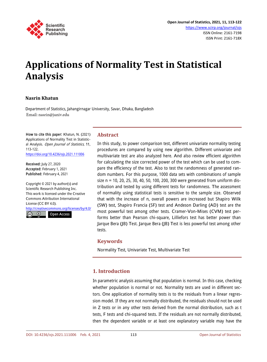 thesis normality test