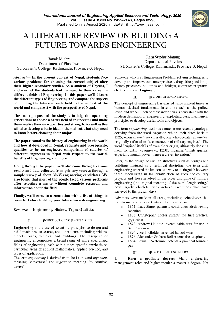 topics for literature review in civil engineering