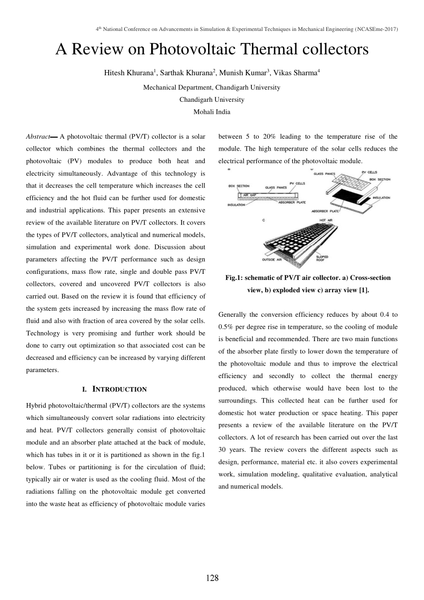 literature review solar thermal collectors