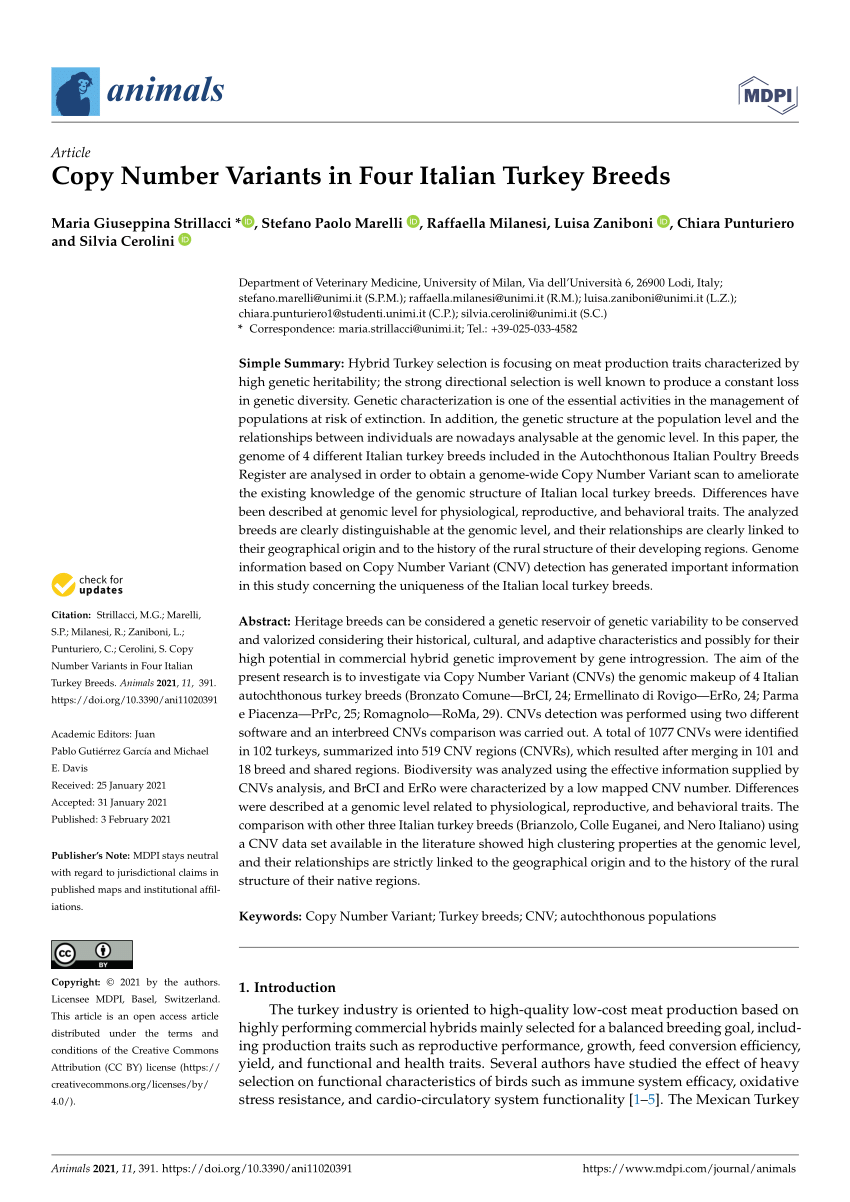 Pdf Copy Number Variants In Four Italian Turkey Breeds