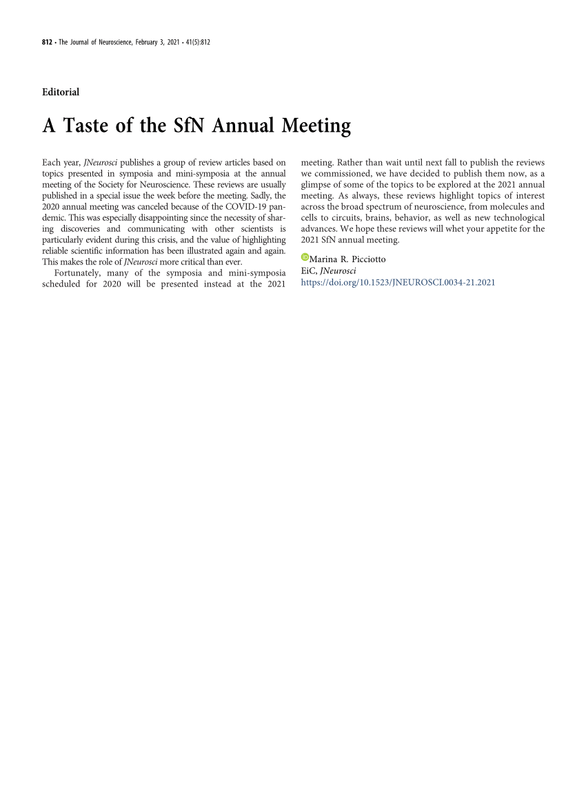 (PDF) A Taste of the SfN Annual Meeting