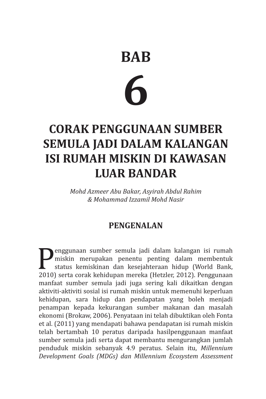 Pdf Corak Penggunaan Sumber Semula Jadi Dalam Kalangan Isi Rumah Miskin Di Luar Bandar