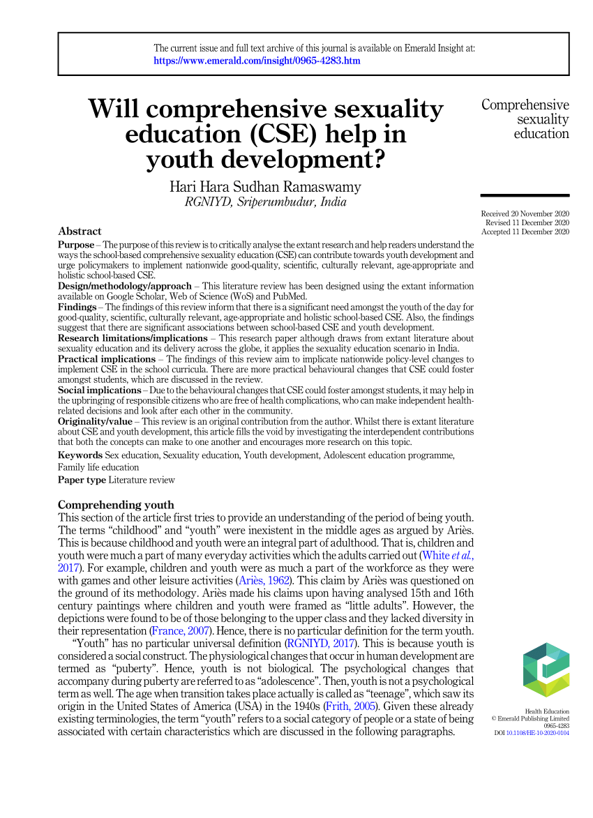 research paper on sexuality education