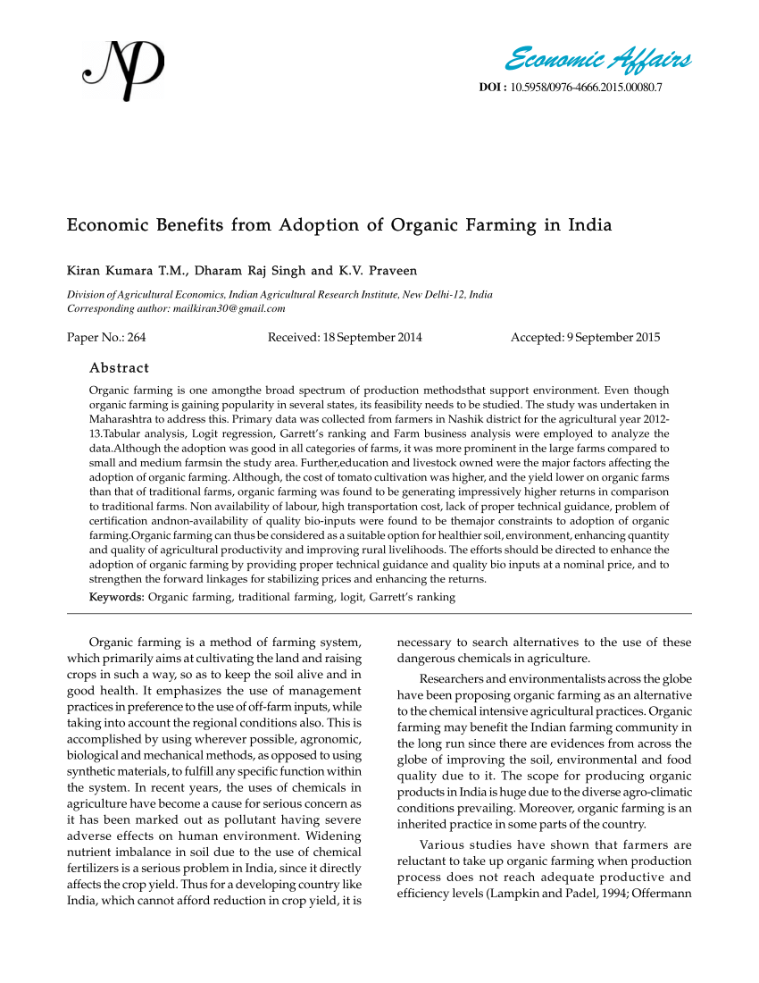 The economic impact of organic production in Brazil: A study based