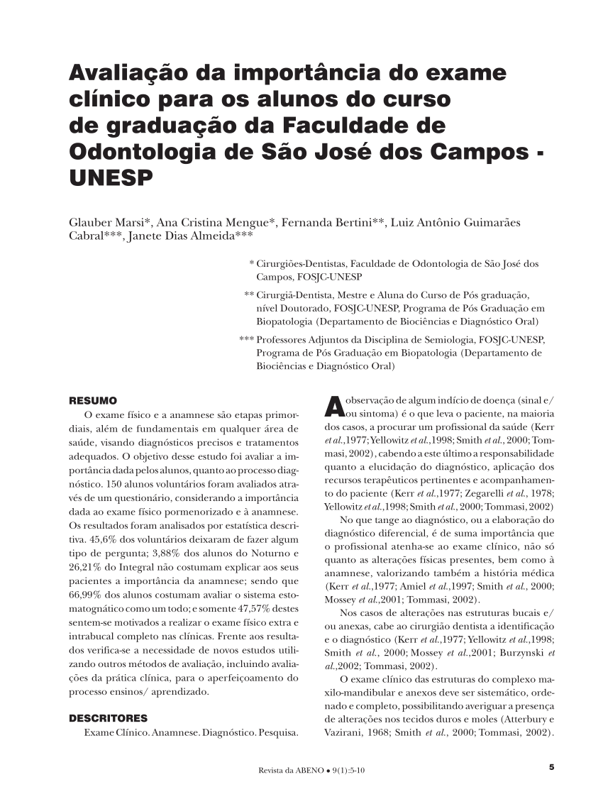ANAMNESE, PDF, Odontologia