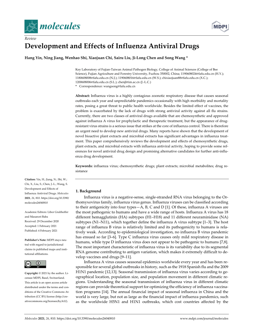 Pdf Development And Effects Of Influenza Antiviral Drugs