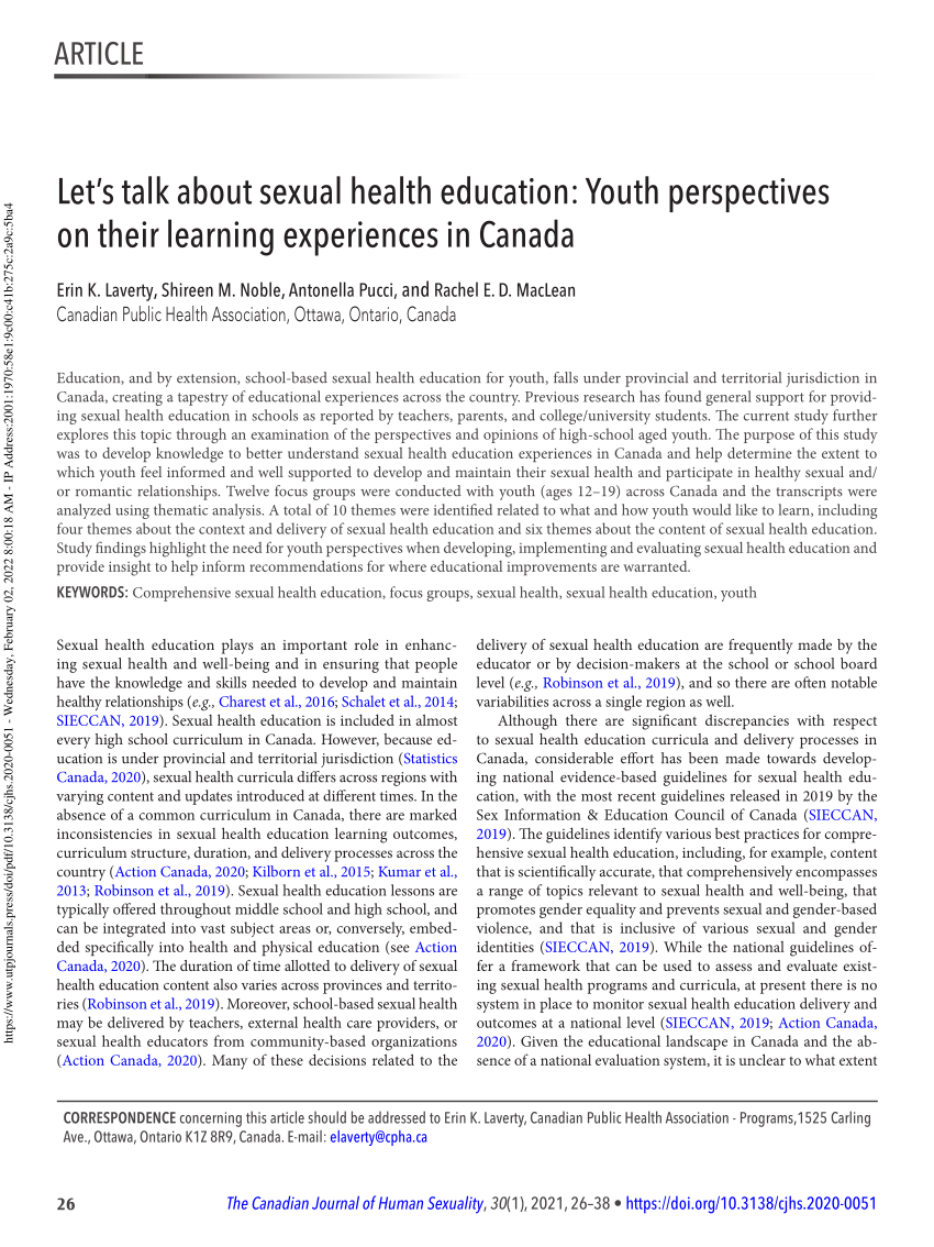 PDF Let s talk about sexual health education Youth perspectives