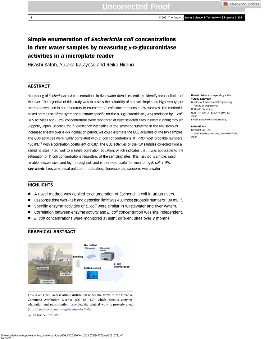 Spatial patterns of enzymatic activity in large water bodies: Ship-borne  measurements of beta-D-glucuronidase activity as a rapid indicator of  microbial water quality - ScienceDirect