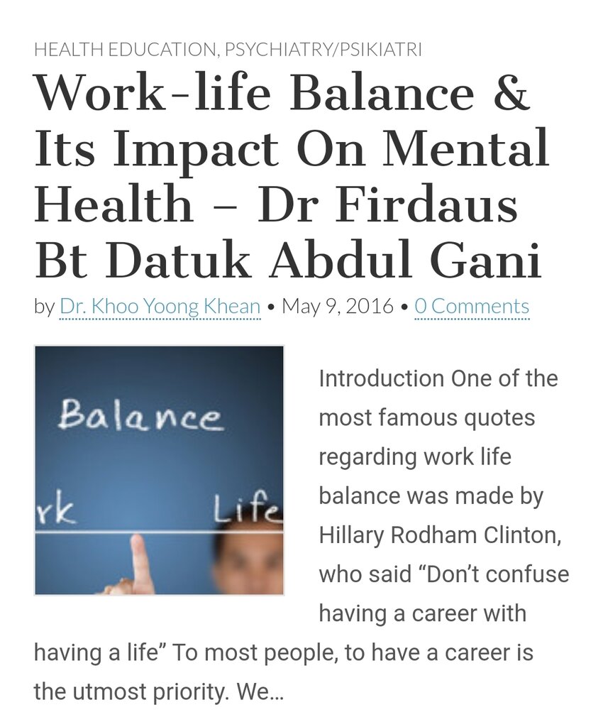 research articles on work life balance