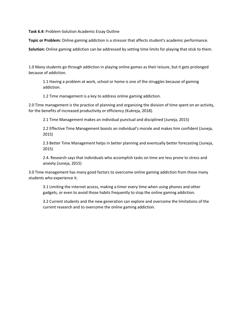 PDF) Task 6.4: Problem-Solution Academic Essay Outline