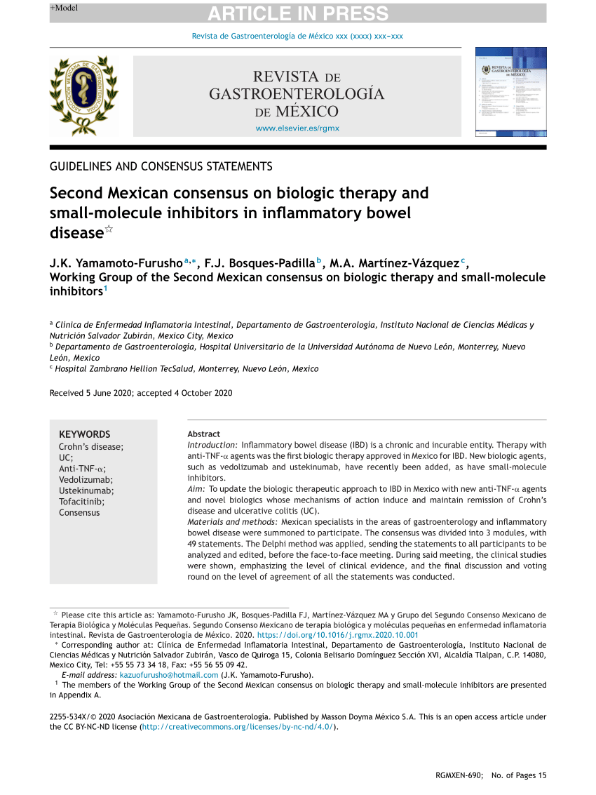 PDF Second Mexican consensus on biologic therapy and small  