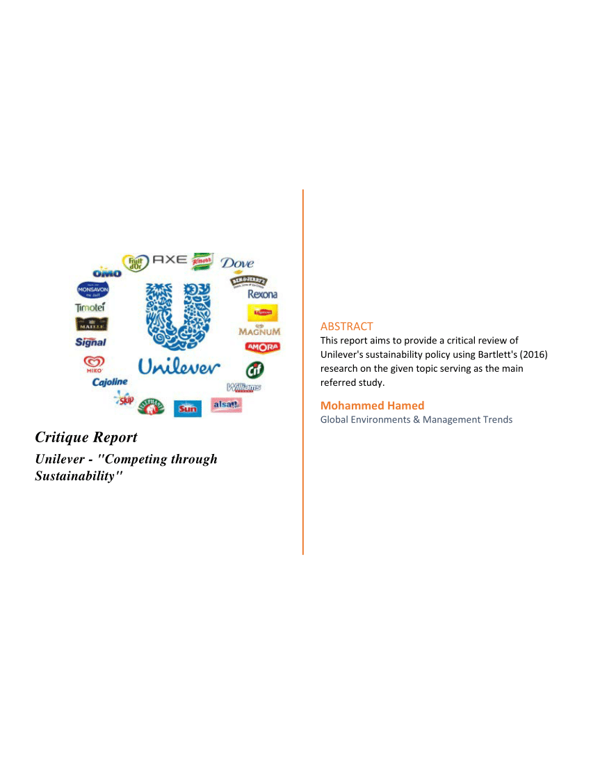 research project on unilever