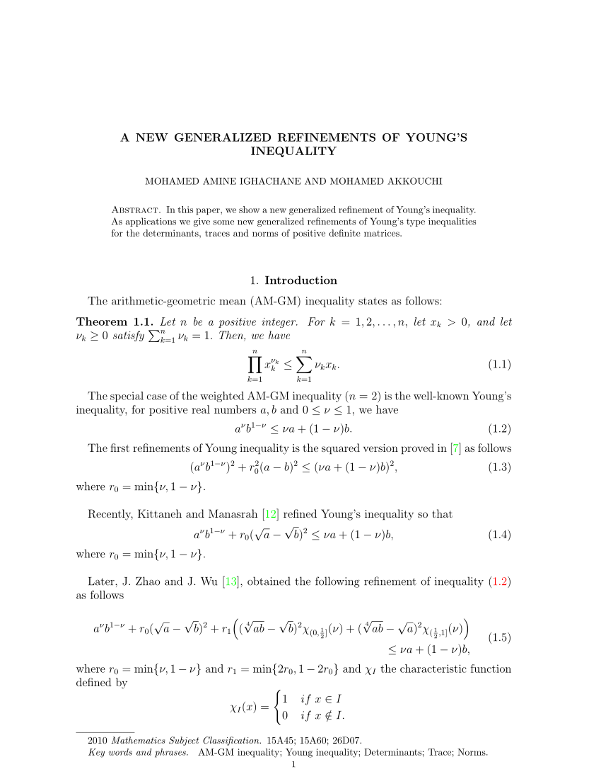 Pdf A New Generalized Refinements Of Young S Inequality