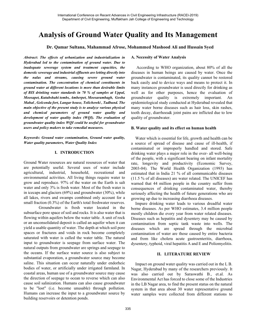 research paper on ground water quality