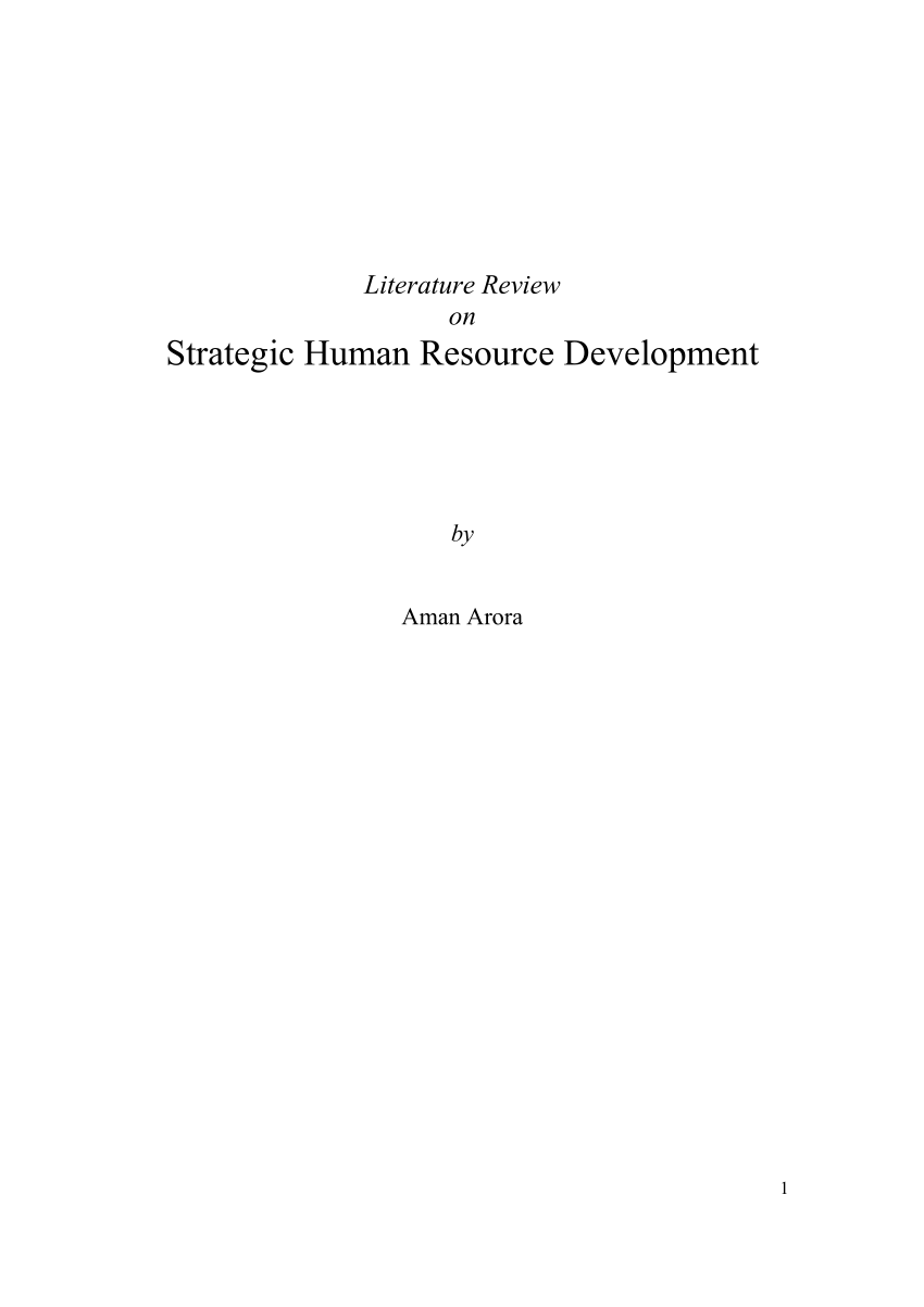 literature review on strategic human resource development