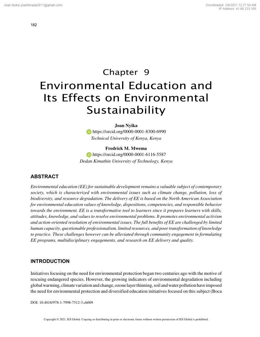 environmental education literature review
