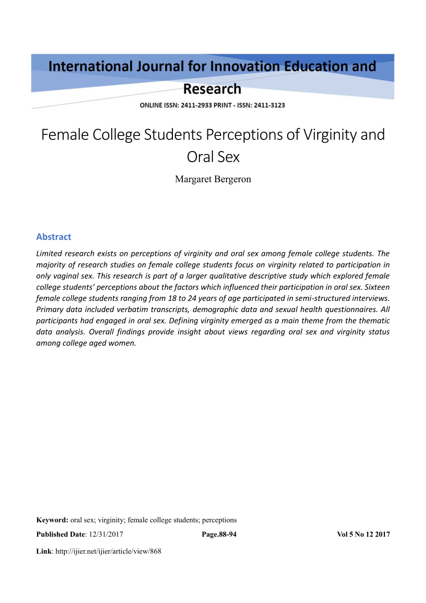 PDF) Female College Students Perceptions of Virginity and Oral Sex